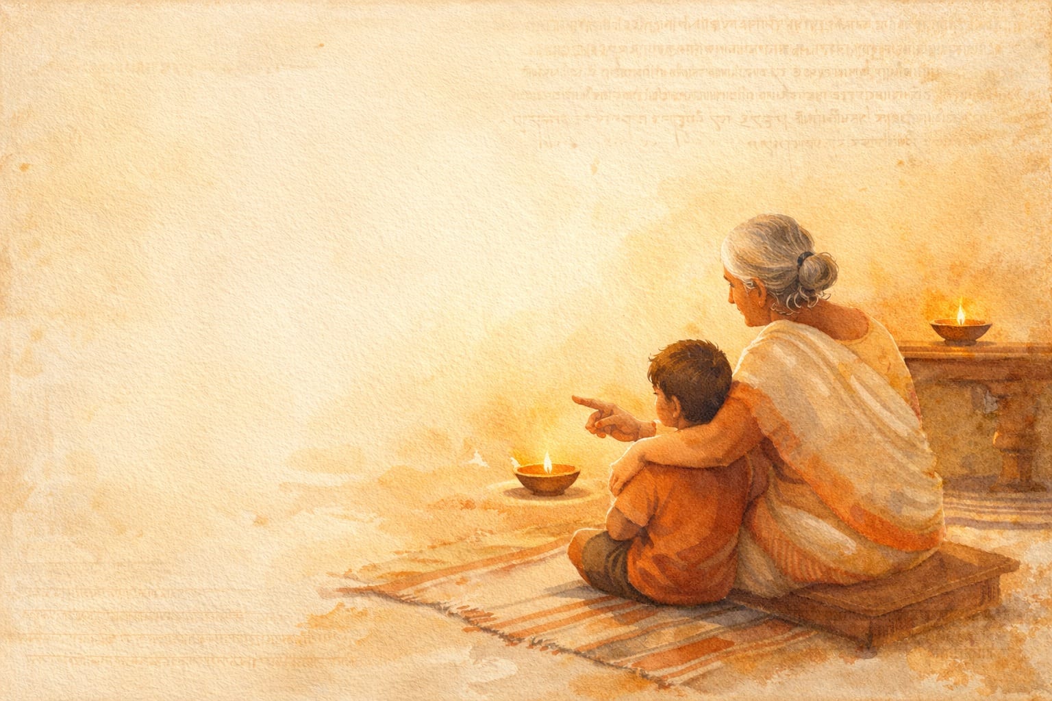A family sharing a dharmic moment across generations