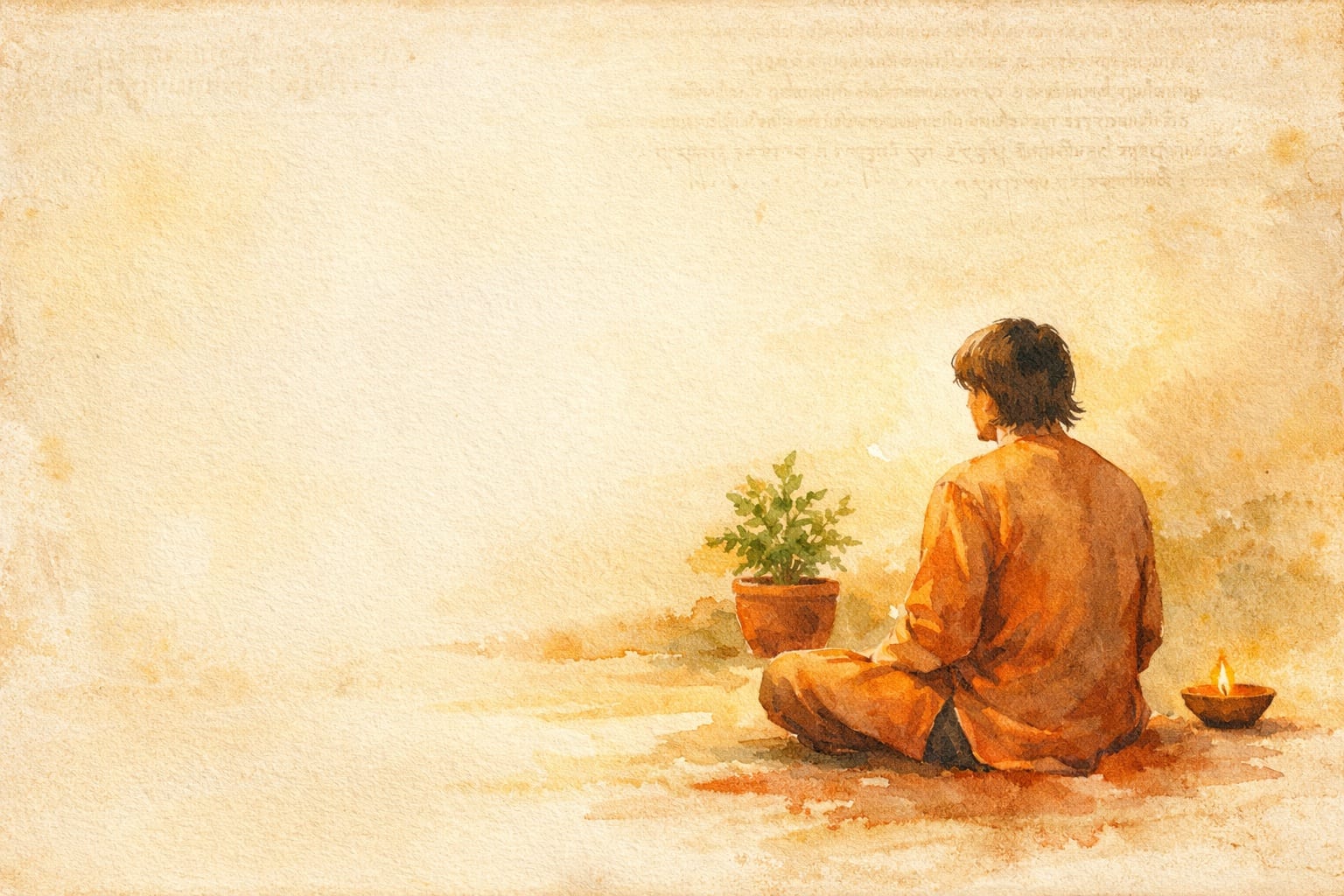 A quiet seeker in reflection, warm evening light